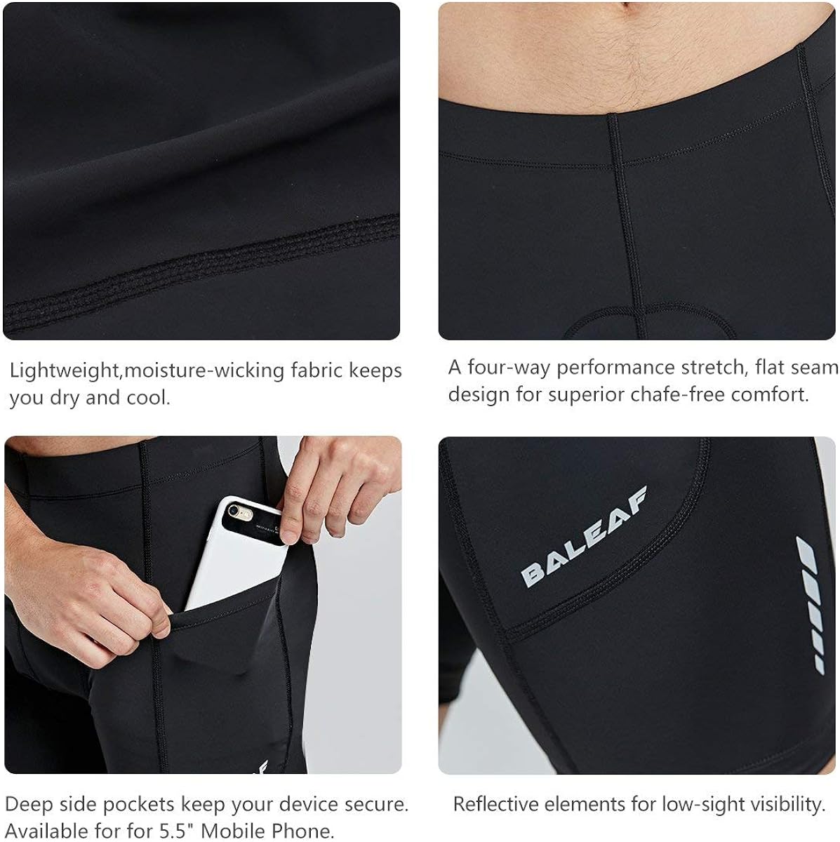 BALEAF Men's Cycling Shorts 3D Padded Bicycle Bike Quick-Dry Pants Tights UPF 50+: Clothing