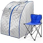 Durasage Infrared IR FAR ION Portable Indoor Personal XLarge SPA Sauna with Air Ionizer (Negative ION Generator) & Heating Food Pad & Chair