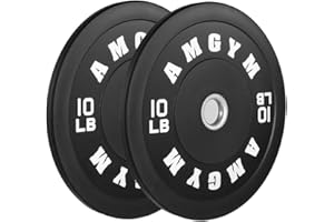 AMGYM Steel Weight Plates Free Weights Bumper Plates 10-500lbs Rubber Coated 2 Inch Barbell Weight Sets Home Gym Bumper Plates Sets for Strength Training & Weight Lifting