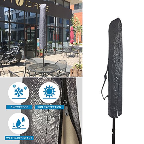 Dienspeak Updated Version 7.5 ft. Round Outdoor Market Patio Umbrella with Push Button Tilt and Crank Lift (Beige(w/cover))