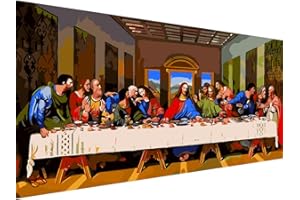 CYNART Large Paint by Numbers Kit for Adults Beginner,16x36 Inch DIY Large Size The Last Supper Paint by Numbers Canvas,Easy Acrylic Jesus Paint by Number Kit for Gift Home Wall Decor