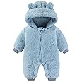 AiWMGL Newborn Baby Bear Onesie Outfit Suit Girls Boys Fleece Jumpsuit Romper Hooded Winter Snowsuit Clothes