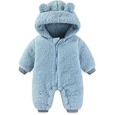 AiWMGL Newborn Baby Bear Outfit Suit Girls Boys Fleece Jumpsuit Romper Hooded Winter Snowsuit Clothes