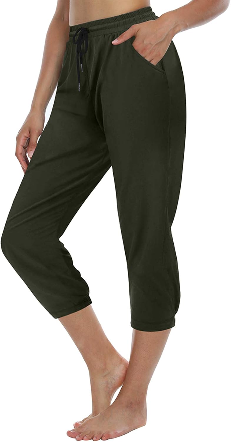 ChinFun Women Hiking Capri UPF 50+ Water Resistant Outdoor Workout Cropped Pants