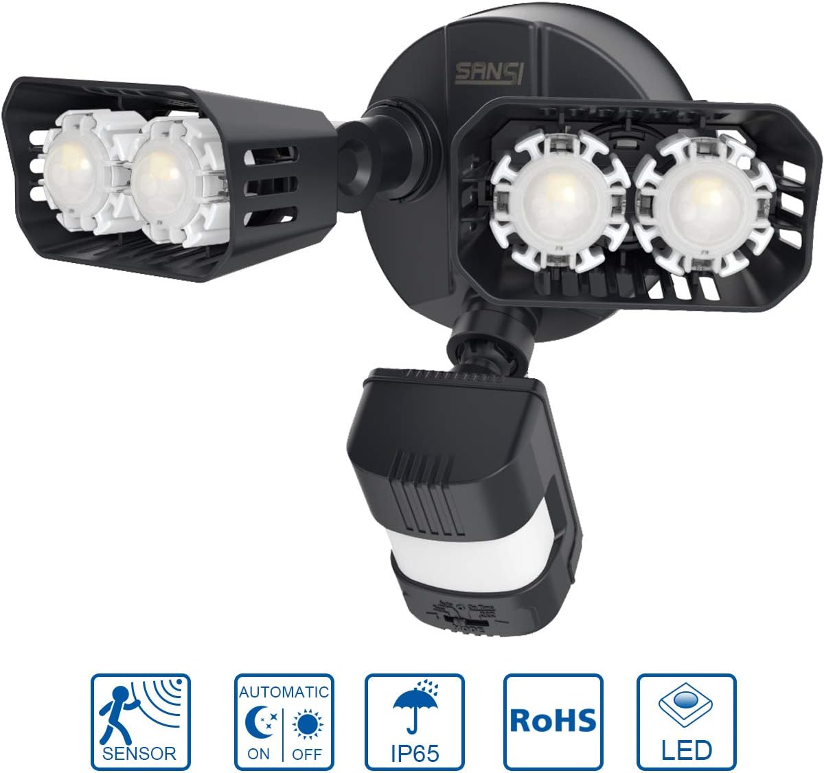 Security Lights with Motion Sensor SANSI Outdoor Light Waterproof IP65, PIR LED Floodlight 18W