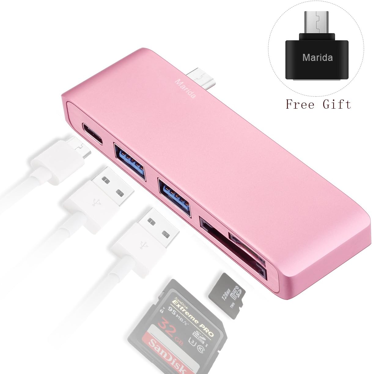 Marida 5 in 1 USB 3.0 Type C Hub for Macbook (Rose Gold)