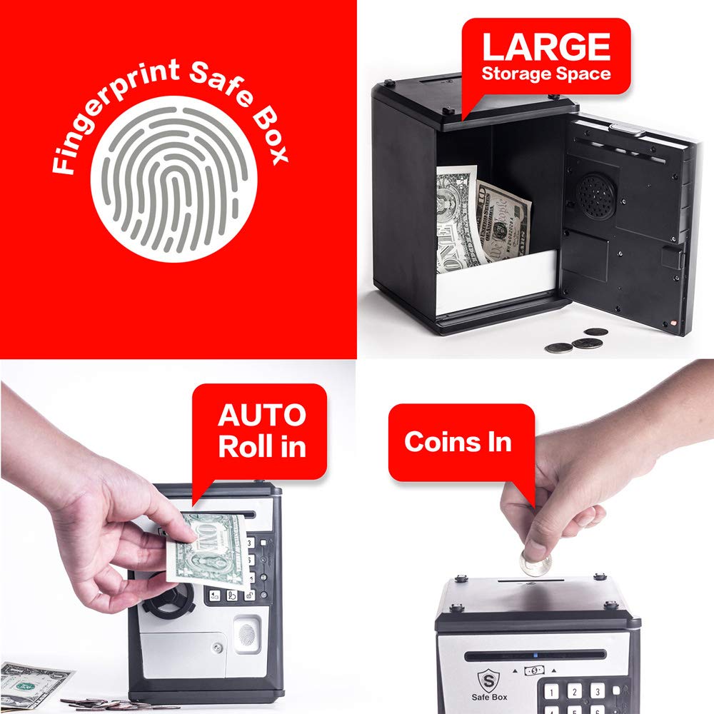 Toy Piggy Bank Safe Box Fingerprint ATM Bank ATM Machine Money Coin Savings Bank for Kids
