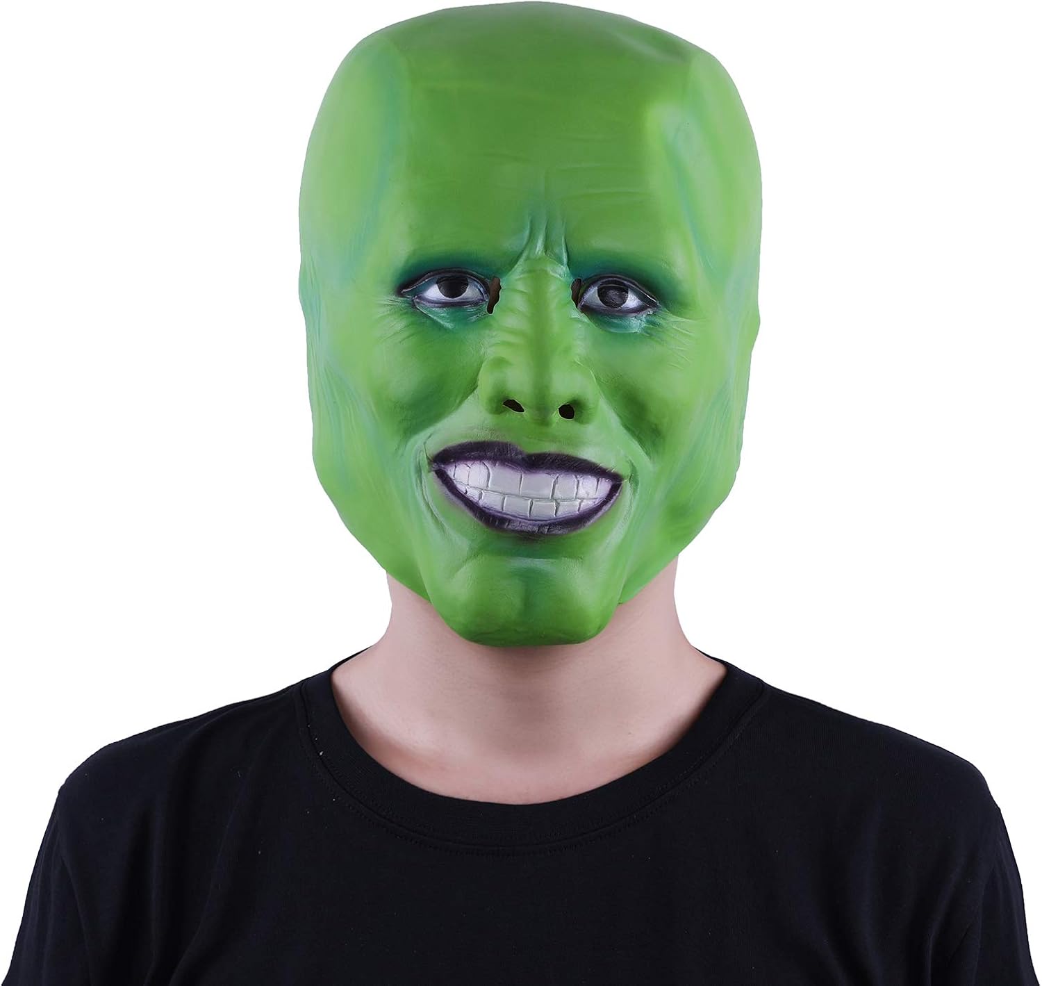WitHelper DylunSky Green Head Mask Halloween Jimcarry Latex Mask, Medium