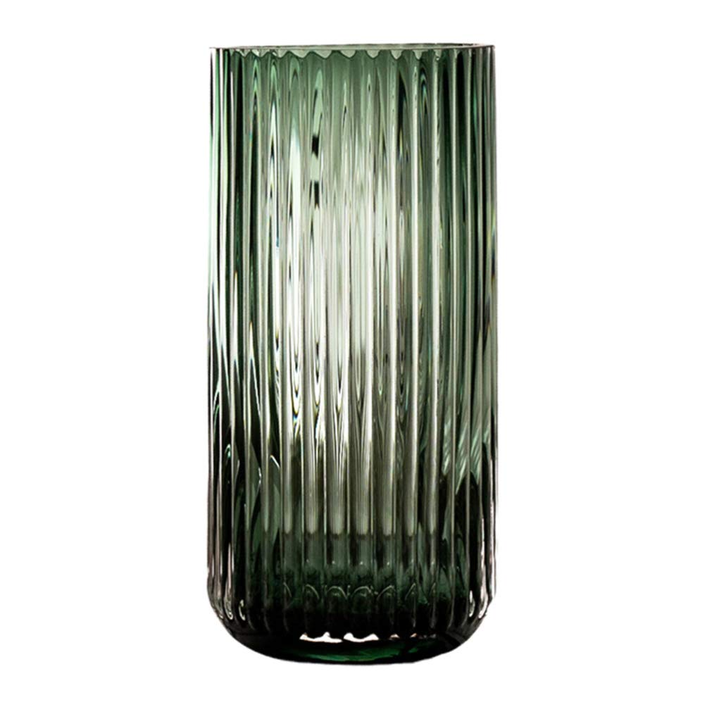 VOSAREA Glass Vase Geometric Vase Stripes Floor table Centerpieces Decorative for Living Room Office Wedding