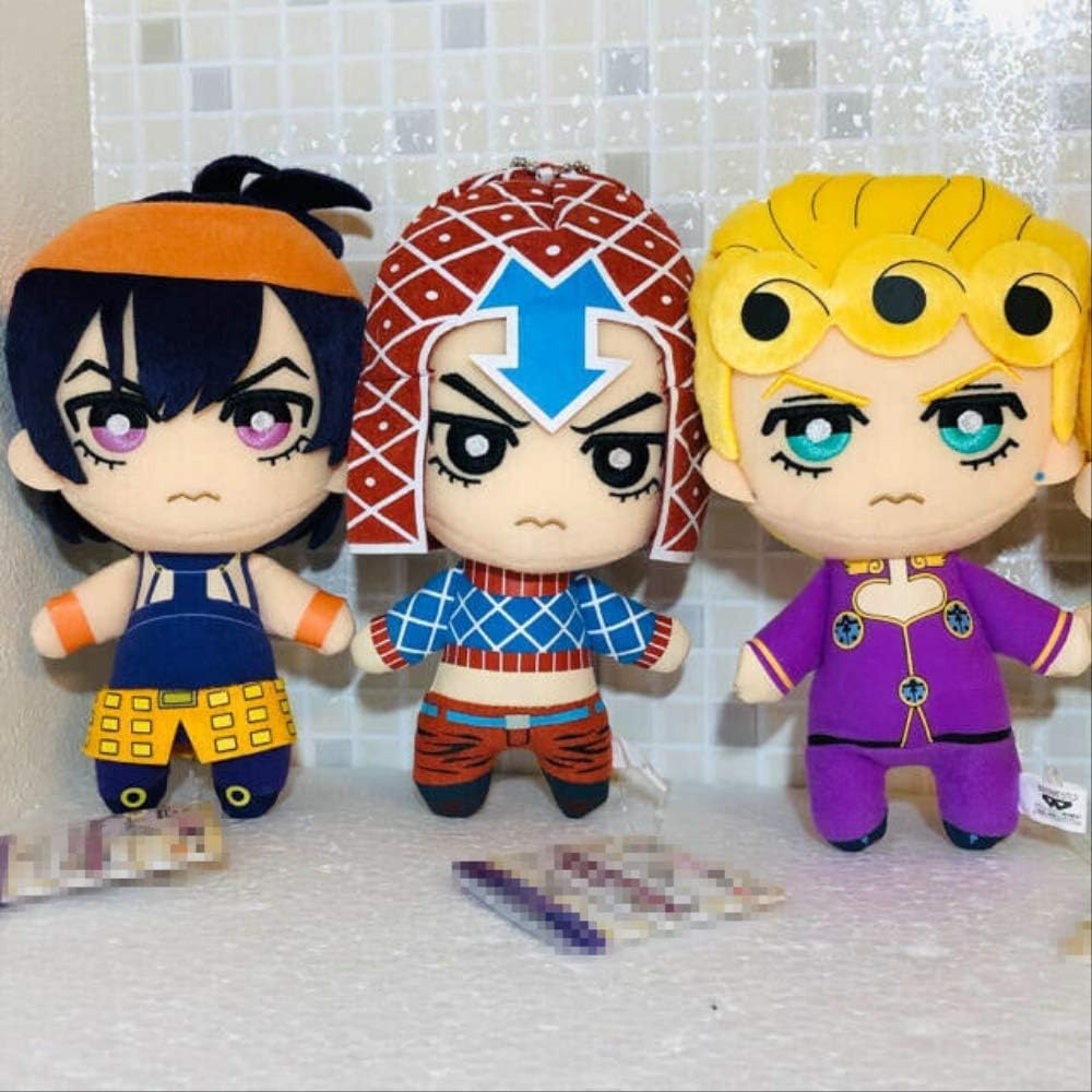 siqiwl Plush toy 3pcs Japan Jojos Bizarre Adventure Golden Wind Plush Giorno Narancia Mista Buccellati Abbacchio Fugo Stuffed Plush Toy Doll New