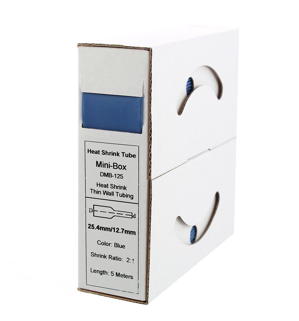 Offgridtec 5 m Heat Shrink Tubing 25.4 mm > 12.7 mm Blue Dispenser Box Workshop Car