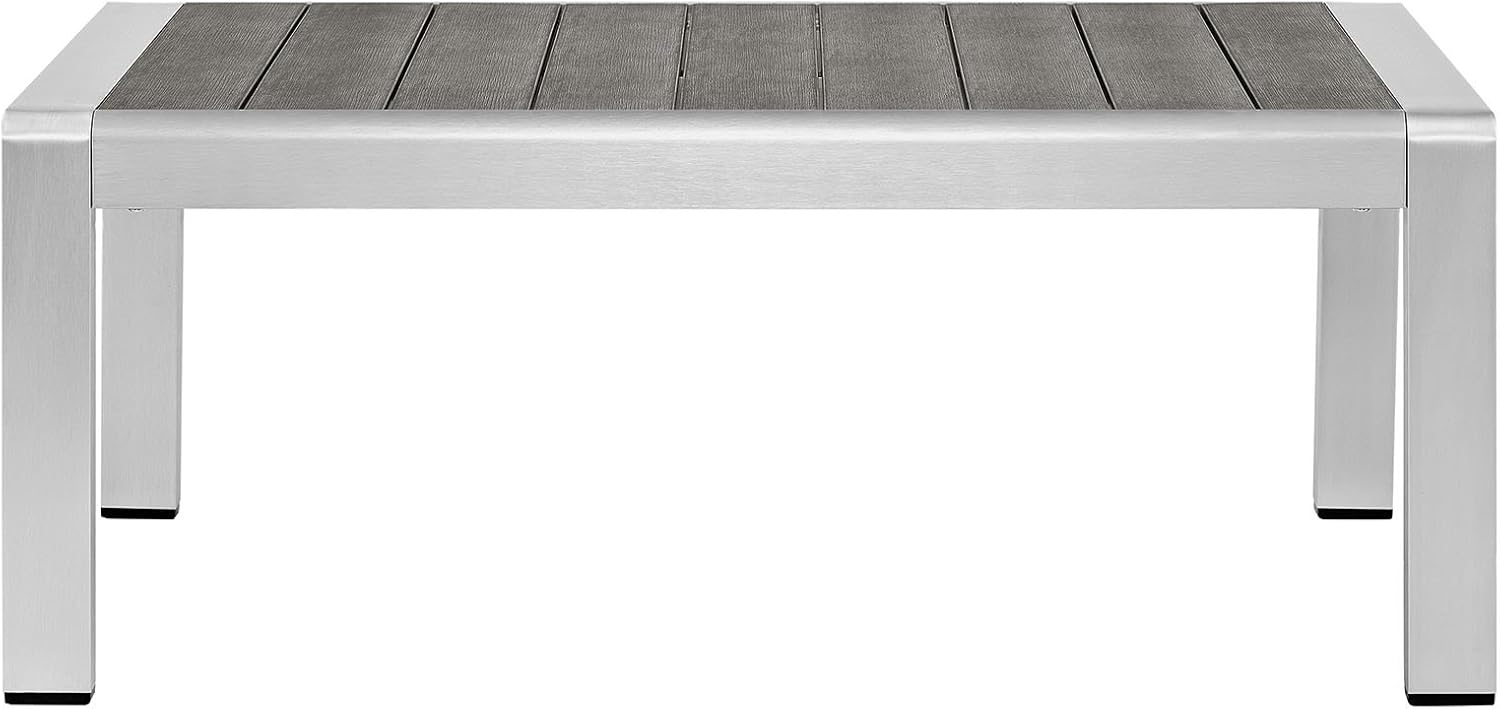Modway Shore Aluminum Outdoor Patio Coffee Table in Silver Gray : Garden & Outdoor