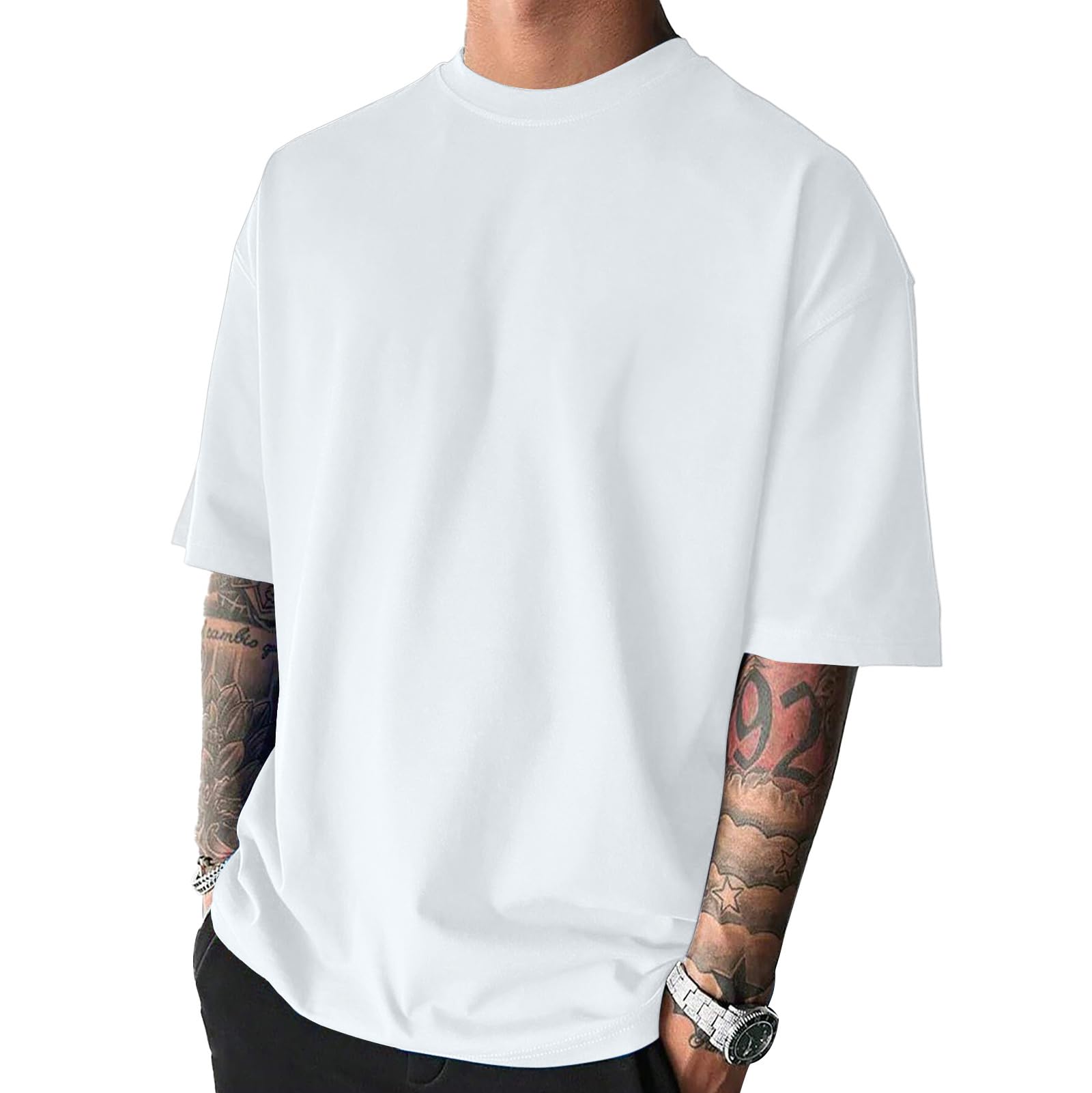 Opomelo Men's Fashion Oversized Tshirts Workout Short Sleeve T-Shirt Dry Fit Lightweight Crewneck Tee Tops