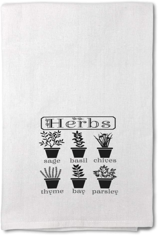 Style In Print Custom Decor Flour Kitchen Towels Herbs Sage Basil Chives Thyme Hay Parsley Food & Beverage Food & Beverage Herbs Cleaning Supplies Dish Towels Design Only