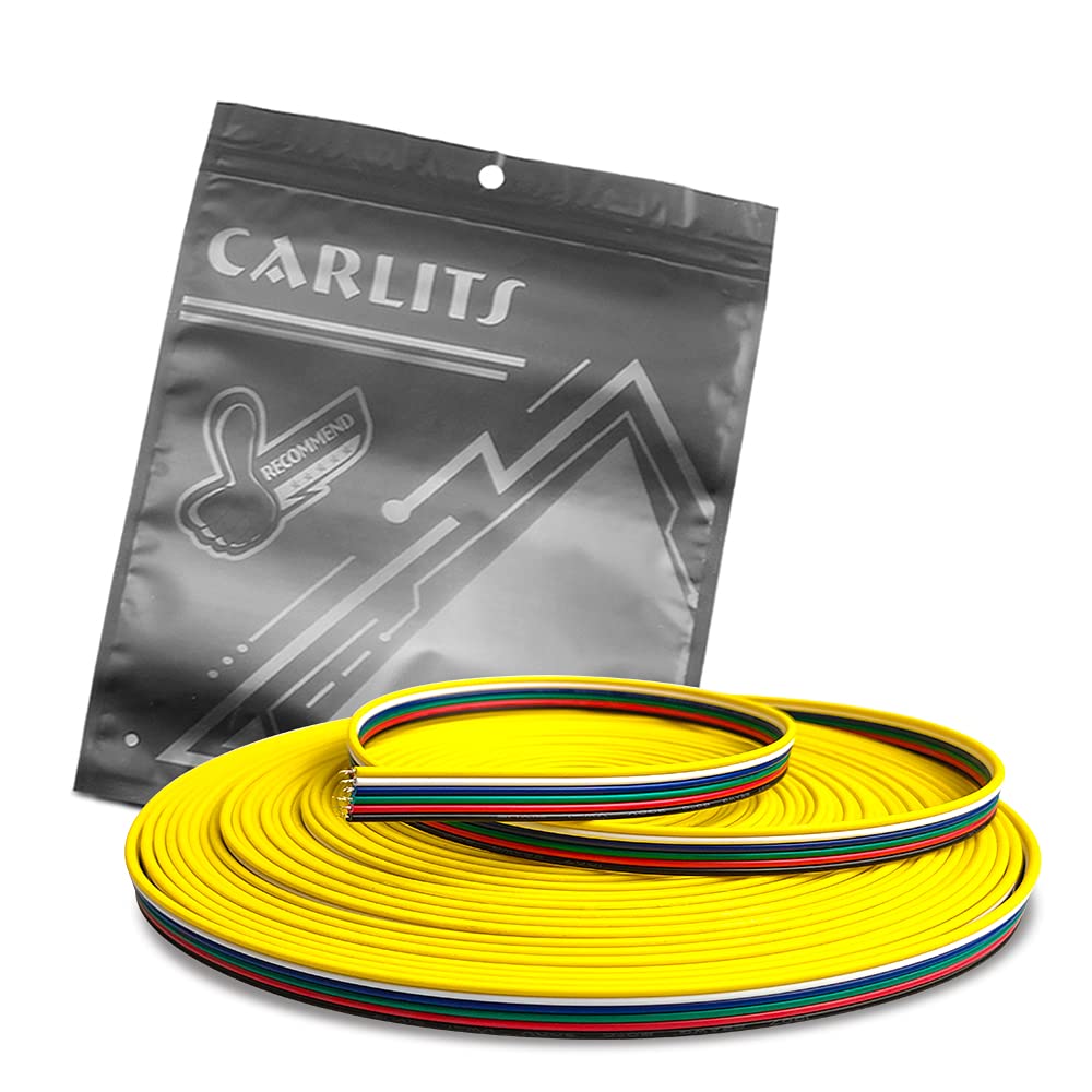 CARLITS 22AWG 6pin 65.6FT 20M RGBWW Extension Cable Wire 6x0.3mm² Line Stranded Tinned Copper for 6 Colors RGBCCT LED Strip Lights 3528 5050