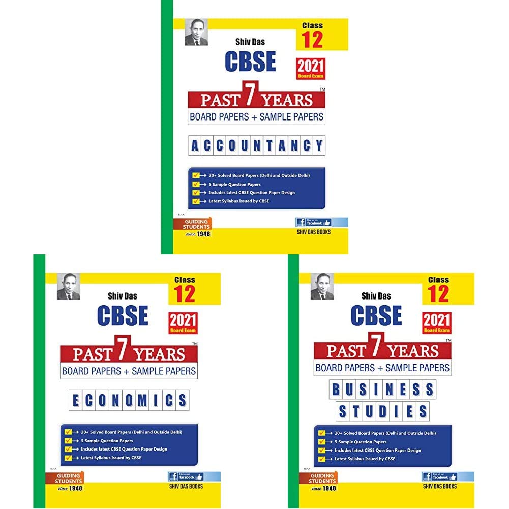 CBSE Past 7 Years Board Papers and Sample Papers for Class 12 (March 2021 Exam) (Reduced Syllabus) – Accountancy, Economics, Business Studies (Pack of 3 Books)