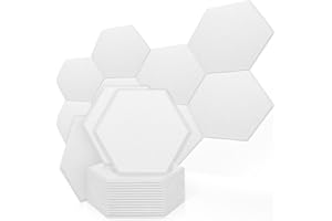 14 Pack Acoustic Panels, Hexagon Soundproof Wall Panels Proijeut 14 X 13 X 0.4 In Sound Proof Panels for Walls - Sound Panels High-Density Fireproof for Music Studio Acoustic Treatment - White