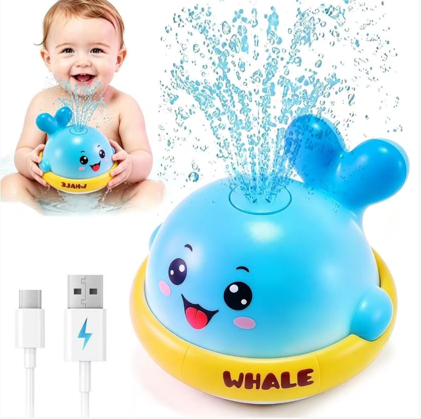 Baby Bath Toys, Baby Bath Toys Whale Sprinkle, Automatic Induction Spray Water Toys, Bath Time Shower Gifts for 1 2 3 Year Old Baby Girls Boys (Blue)
