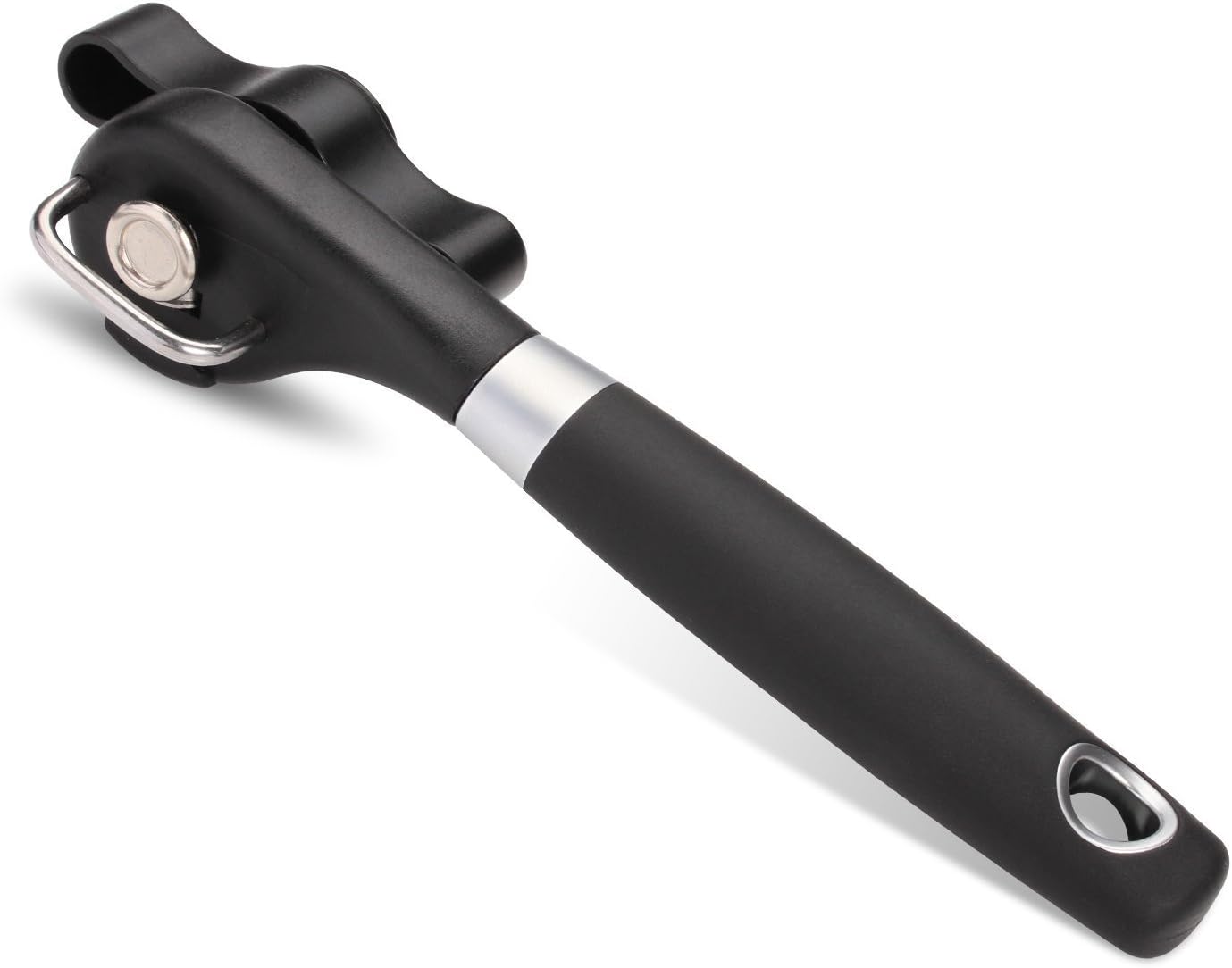 Charllean, manual safety can opener, stainless steel, ergonomic non-slip design with smooth edge, cutting wheel without sharp edges