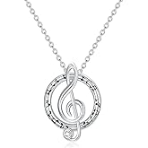 PELOVNY Christmas Gifts Music Note Necklace S925 Sterling Silver Music Pendant Music Note Jewelry Gift for Women