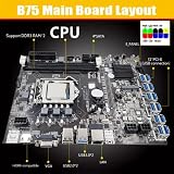 Lodokdre B75 ETH Mining Motherboard LGA1155 12x PCIe USB G1630 CPU Cable SSD view 2