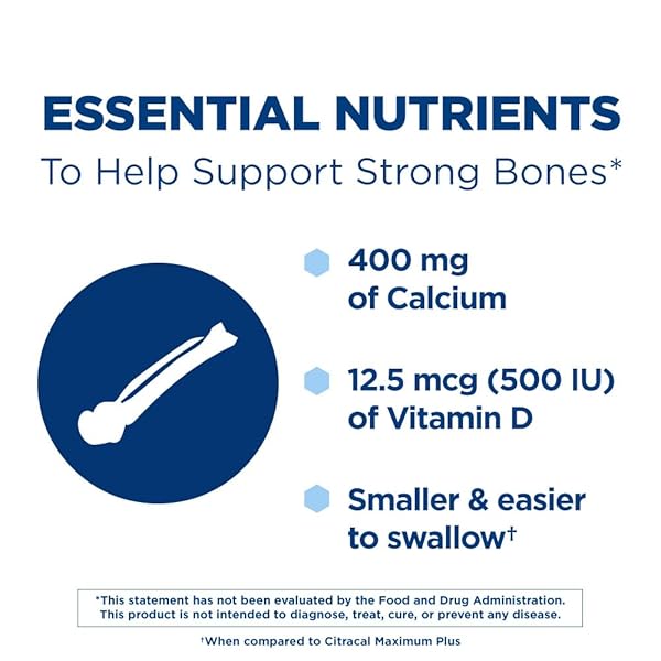 CITRACAL PETITES, 400 MG CALCIUM CITRATE, EASILY ABSORBED AND HIGHLY SOLUBLE WITH 12.5 MCG (500 IU) VITAMIN D3, BONE HEALTH SUPPORT FOR AGES 12+, SMALLER AND EASIER TO SWALLOW CAPLETS, 375 COUNT