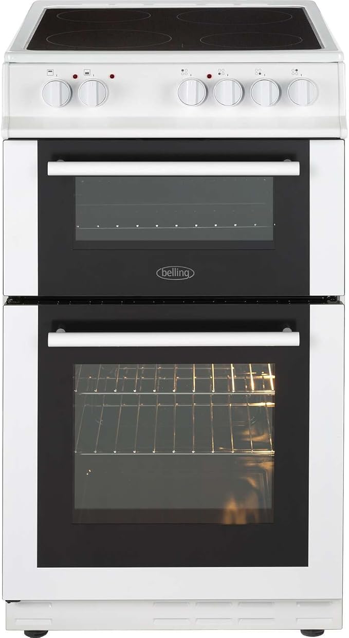 Belling FS50EDOC 50cm White Double Oven Electric Ceramic Cooker with 4