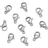 KISSITTY 200-Piece Surgical Stainless Steel Lobster Claw Clasps 11x7x3.5mm Bracelet Necklace Clasps Findings for DIY Jewelry Making