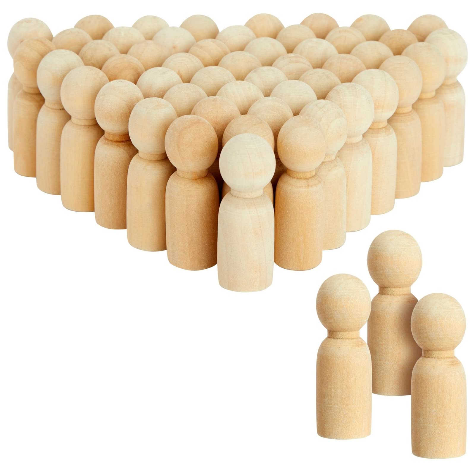 Photo 1 of Bright Creations Peg Dolls for Doll Making Supplies, Painting & Craft - Wooden Peg People for Crafts - Unfinished, 2.4 in, Natural, 50 Pack