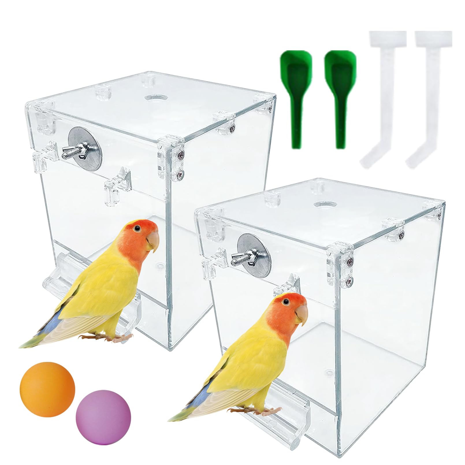 Photo 1 of kathson Bird Bath for Cage,2 Pcs Hanging Bird Bath Box No-Leakage Parrot Shower Tub with Water Injectors Birds Bathing Accessory for Parrots Canary Lovebirds Conures Parakeets