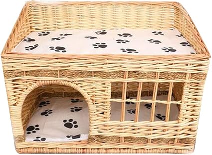 Maison De Chat En Osier Panier A Litiere En Chenil En Osier Nid En Osier En Rotin Pour Chat Petit Lit De Chat En Nid Amazon Fr Cuisine Maison