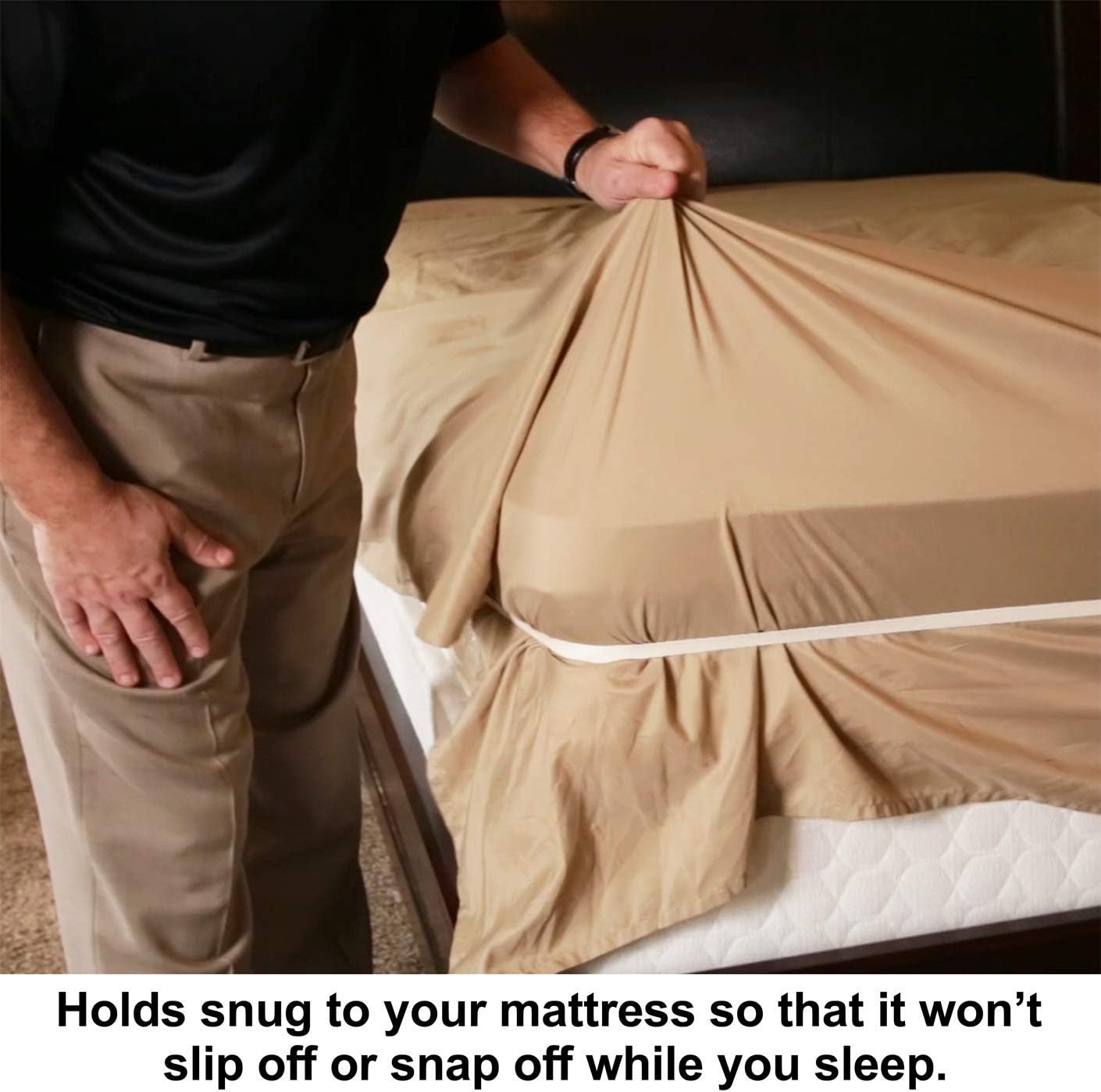 THE RUBBER HUGGER - The Bed Sheet Holder Band – NEW Approach For Keeping Your Sheets On Your Mattress – No Sheet Straps, Sheet Clips, Grippers, or Fasteners. (Medium Size For Queen Mattress): Home & Kitchen