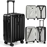 BlackVoyage Air Vacuum Seal Suitcase Carry-On 20-Inch Travel Luggage USB Port 20" AirCabin Air Compression Pump (AirCabin™, Matte Black, 40L Capacity (No Vacuum Bag))