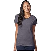Hanes SL04 Women’s Perfect-T Shirt, 100% Ring-Spun Cotton, Lightweight 4.5 oz, Pre-Shrunk, Contoured Fit, Tear-Away Label, Sustainable, Soft & Durable Tee, 5XL, Charcoal Heather