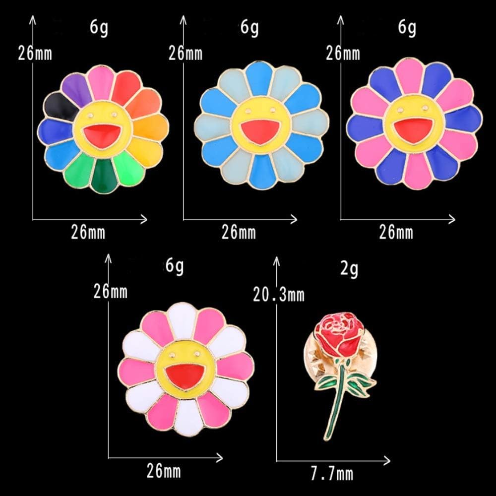 Belons 5 Pcs Colorful Smile Sunflower Rose Brooch Enamel Brooch Collar Broach Lapel Pin Badge Clothes Accessories Bag Decor Jewelry Gift - Image 4