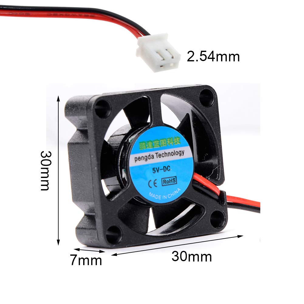 CJRSLRB 4Pcs Raspberry Pi Fan (30x30x7mm) + 8Pcs Heatsinks for Raspberry Pi Cooling