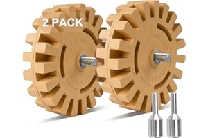 Belinova 2 Pack Decal Remover Eraser Wheel Adhesive Remover with Adapter 4 Inch Rubber Eraser Wheel for Drill Removes Car Decal Vinyl Tape Graphics Pinstripe Sticker Remover