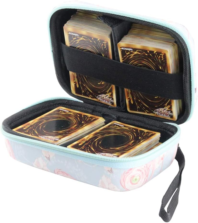 Anter Hard Carrying EVA Case for Yugioh Cards, Card Game Holder with Removable Divider (Ice Blue Flamingo)