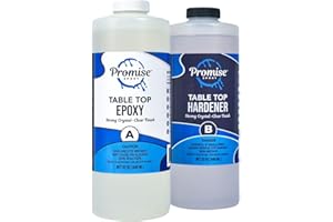 PRO MARINE SUPPLIES Epoxy Resin Promise Table Top 2-Part- 64 Oz High Gloss (32 Oz Resin + 32 Oz Hardener) Transform Your DIY Projects with Crystal Clear Finish - Ideal for Bar Tables, Tabletops, Countertops & More