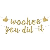 ENILSA Woohoo You Did It Banner, We are So Proud of You, Congrats Grad 2024, 2024 Graduation Party Decorations, Gold Gold Glitter.(Pre-Assembly)