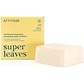 ATTITUDE Clarifying Shampoo Bar, Natural Origin, for Greasy and Oily Hair, Jojoba Oil & Yellow Clay, EWG Verified & Clean ingredients, Vegan, Earl Grey & Fresh Cucumber Scent, 4 Oz