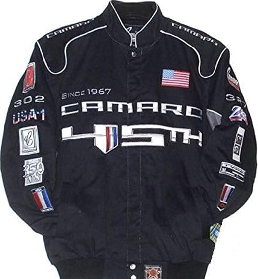 JH Design Chev Camaro 45th Anniversary Collage Jacket (3XLarge) Black