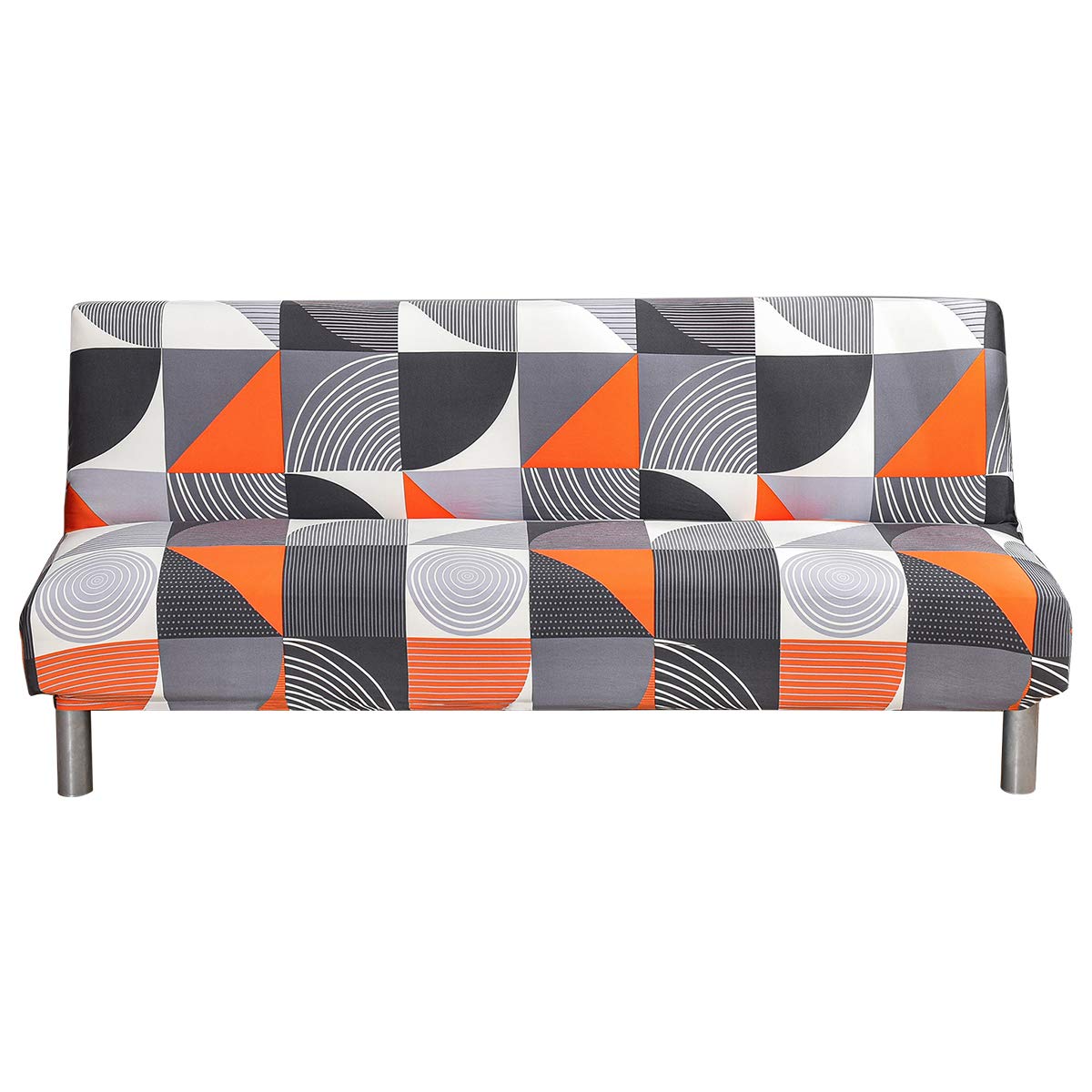 Photo 1 of Armless Futon Slipcover Folding Sofa Cover Stretch Elastic Couch Furniture Protector for Foldable Futon Moving Sofa Bed Without Armrests (Orange Grey)