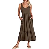 ANRABESS Women's Summer Sleeveless Maxi Sundress Swing Casual Flowy Tiered Shirts Dress Beach Travel Vacation Outfits