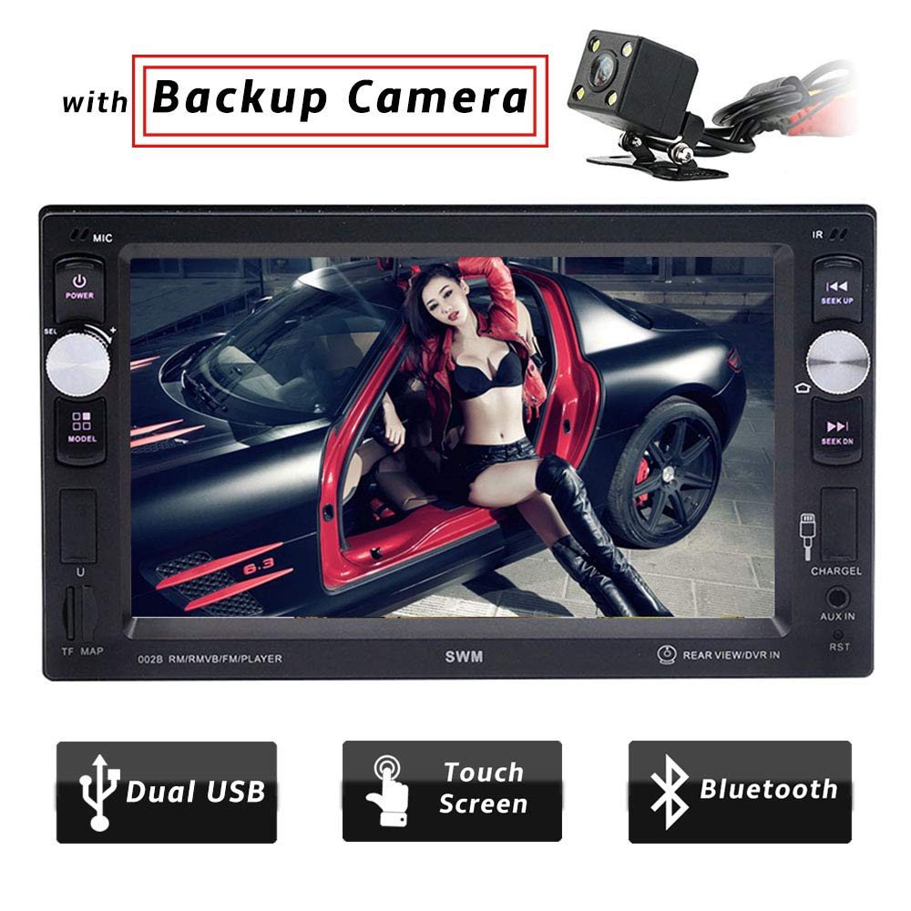 Amazon.com: Double Din Car stereo with bluetooth Car Radio Audio 6.2 Inch  High Definition Touch Screen TF/USB/AUX with Rear View Camera: Car  Electronics