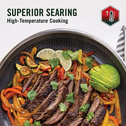 HexClad 12 Inch Hybrid Stainless Steel Frying Pan With StayCool Handle