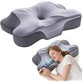 MOONOUU Side Sleeper Pillow for Neck and Shoulder Pain Relief, Standard Size Orthopedic Memory Foam Contour Pillow, Ergonomic Cervical Support for Side & Back Sleepers, Thick & Supportive High Loft