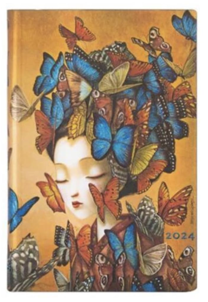 Varzi Dal 1956 Paperblanks 2024 Diary 12 Months Flexis, Mini, Horizontal, The Spirit of Lacombe, Madame Butterfly - 9.5 x 14 cm