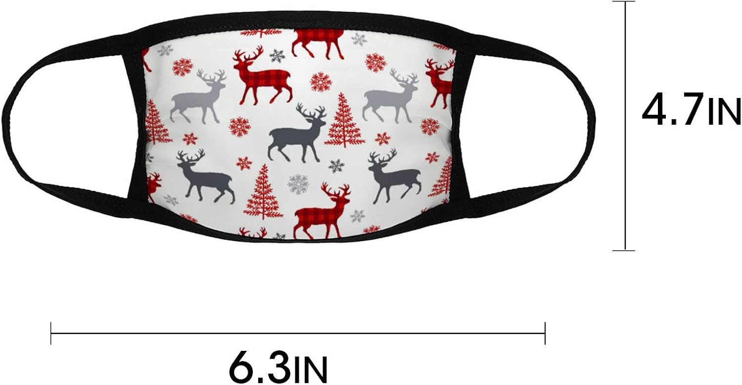 5PCS Big Kids Christmas Face Mask Bandana Reusable Washable Middle and High School Students Cover Breathable Cute Dust Covering for Youth Boys and Girls: Clothing