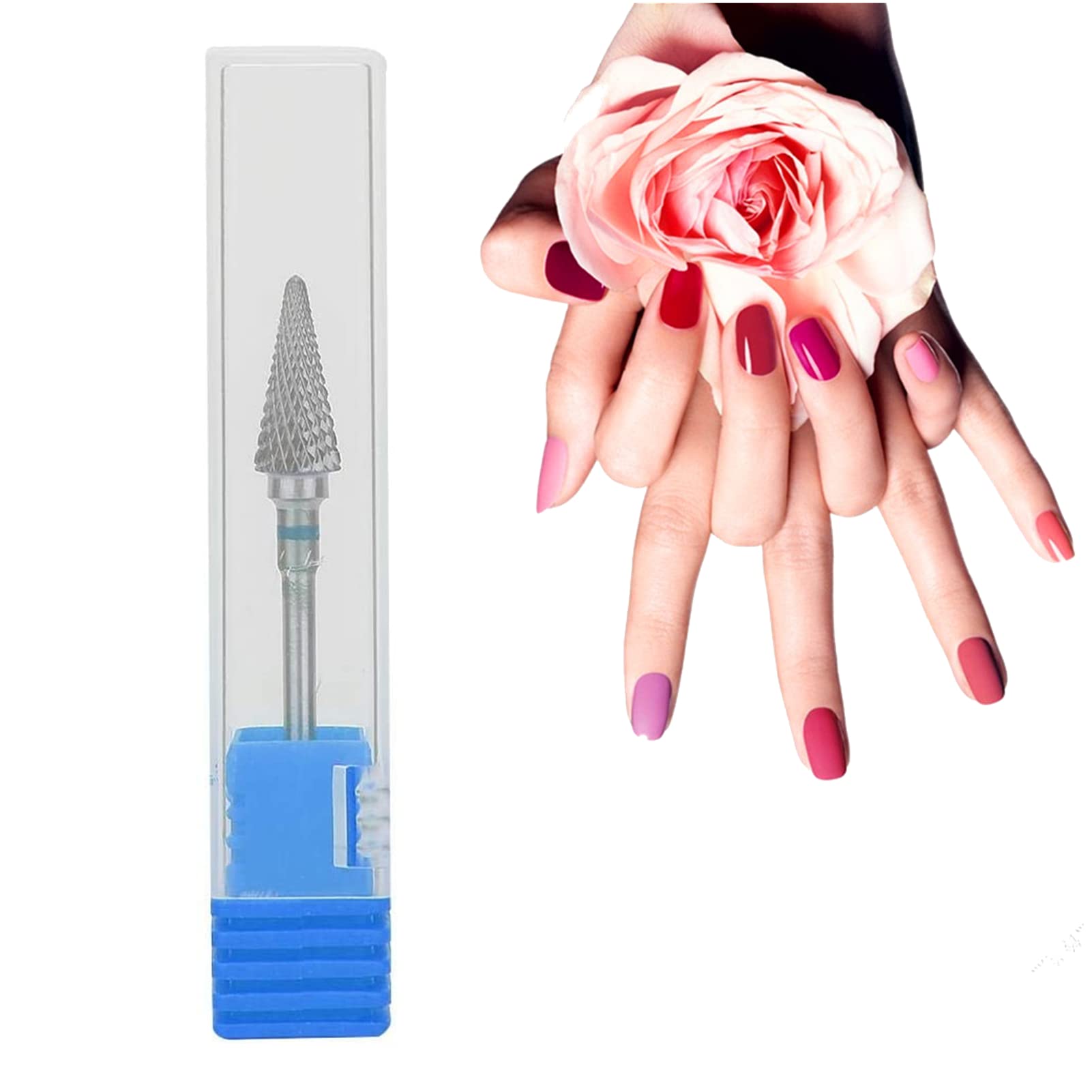 Nail Drill Bit, Tungsten Steel Acrylic Gel Nail Art Nail Drill Cuticle Cleaning Bit, Electric Pedicure Manicure Grinding Head for Manicure Pedicure Home Salon Use, Nail Art Replacement Head Tool(Blue)